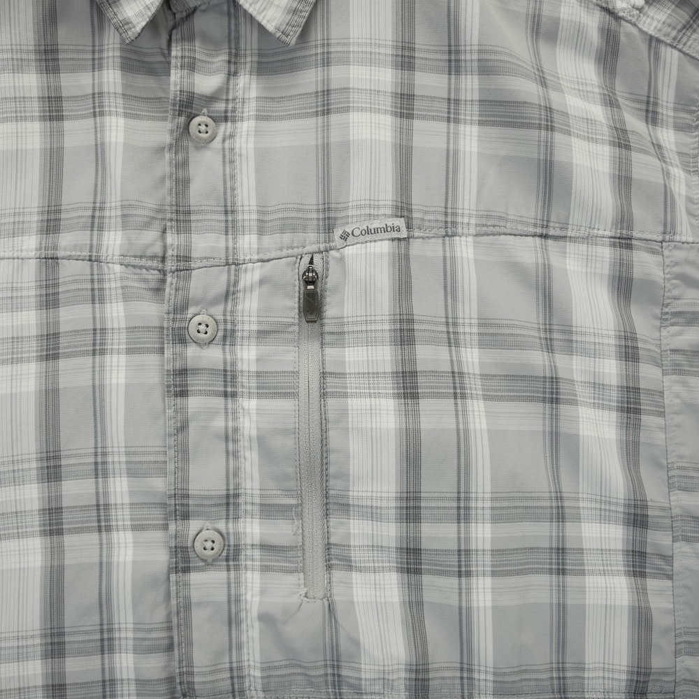 Columbia PFG Omni-Shade Mens XXL Grey Plaid Vented Short Sleeve Fishing Shirt - Picture 3 of 10